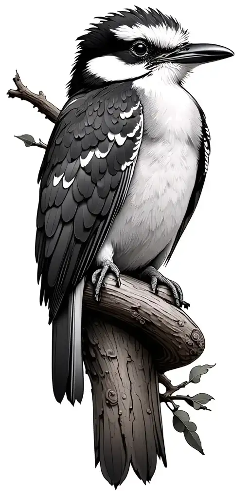 Kookaburra sitting in a gumtree tattoo design idea