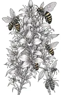 Fireweed and bees, thinner tattoo design idea