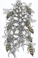Fireweed and bees, thinner tattoo design idea