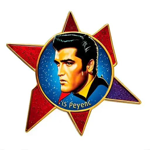 Elvis Presley star trek come badge tattoo design idea