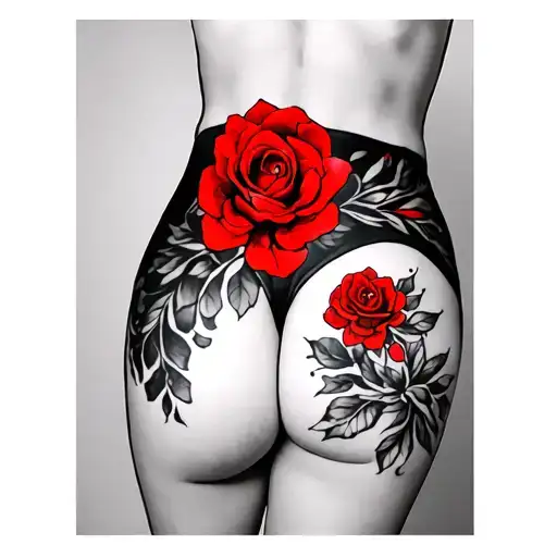 red tattoo on buttocks woman tattoo design idea