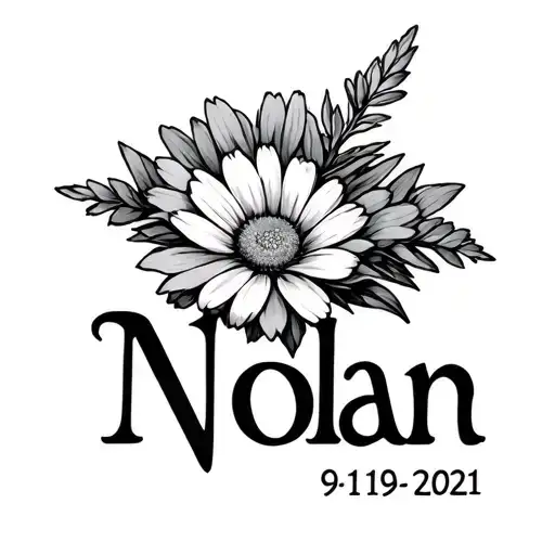 "Nolan 9-19-2021" aster flower tattoo design idea