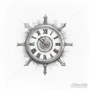 clock with roman numerals 5PM tattoo design idea