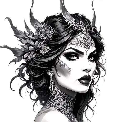 nemesis goddess sexy hot and fierce  tattoo design idea