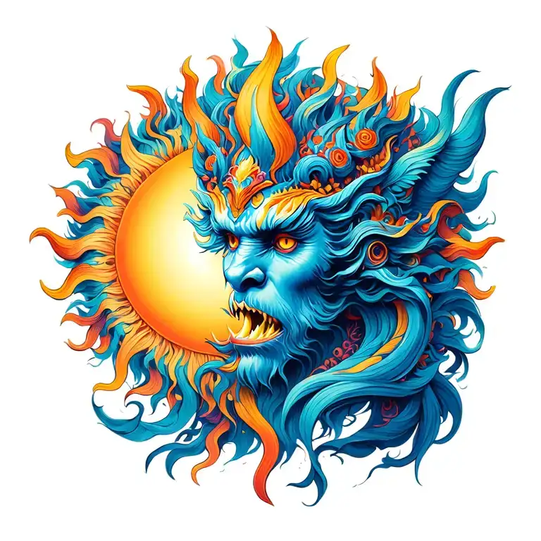 rahu eating the sun tattoo design idea