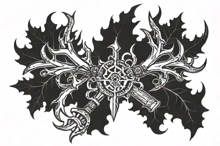 Dagger Antlers tattoo design idea