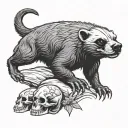 honey badger with a skull tattoo design idea