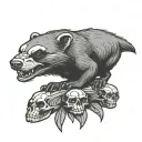 honey badger with a skull tattoo design idea