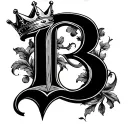  letter B With Crown tattoo design idea