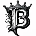  letter B With Crown tattoo design idea