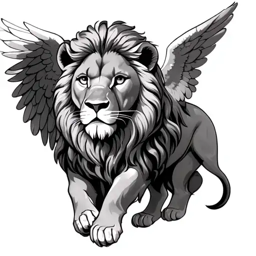 Lion With Angel Wings tattoo design idea