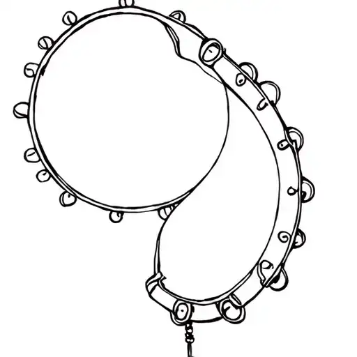 a small defined maltese carnival related all in a tambourine shape tattoo design idea