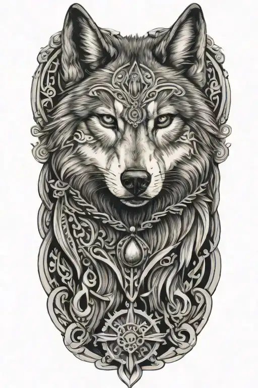 Wolf women tattoo design idea