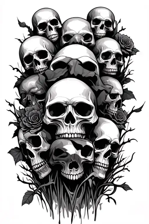 graveyard scene featuring skulls representing dark periods tattoo design idea