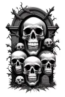 graveyard scene featuring skulls representing dark periods tattoo design idea