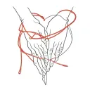 red string of fate with e tattoo design idea