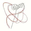 red string of fate with e tattoo design idea