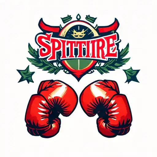 Red Boxing Gloves Spitfire logo combined tattoo design idea