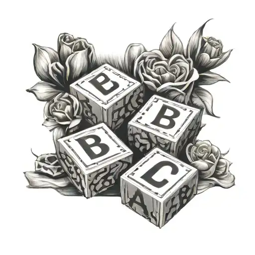 abc blocks that spell emma tattoo design idea