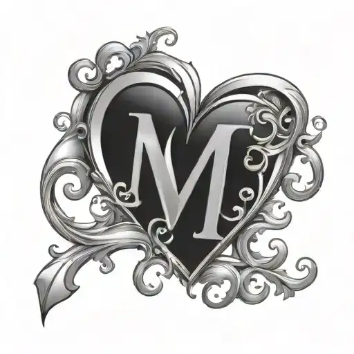 heart m,p,l initials tattoo design idea