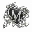 heart m,p,l initials tattoo design idea