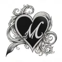 heart m,p,l initials tattoo design idea