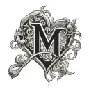 heart m,p,l initials tattoo design idea