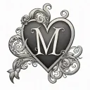 heart m,p,l initials tattoo design idea