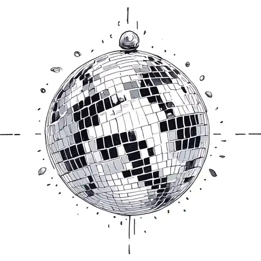 linework disco ball tattoo design idea