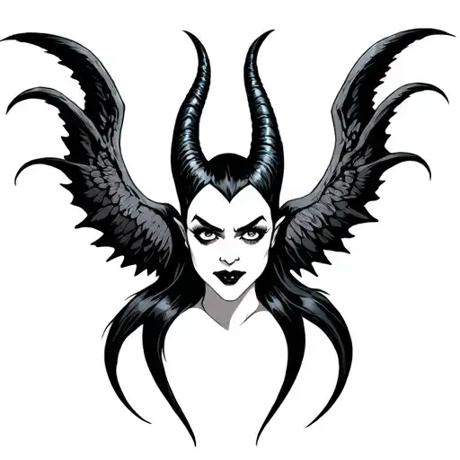 maleficent horns and wings tattoo design idea