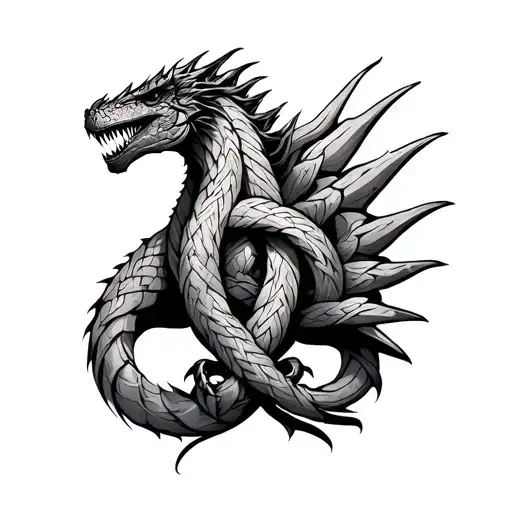 mythosaur knot intertwined tattoo design idea