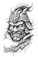 japanese samurai mask tattoo design idea