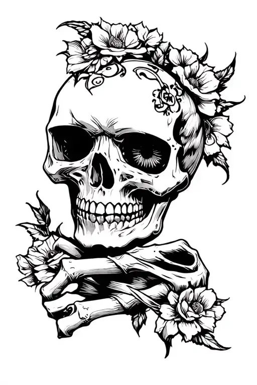 Funny skull flash tattoo design idea
