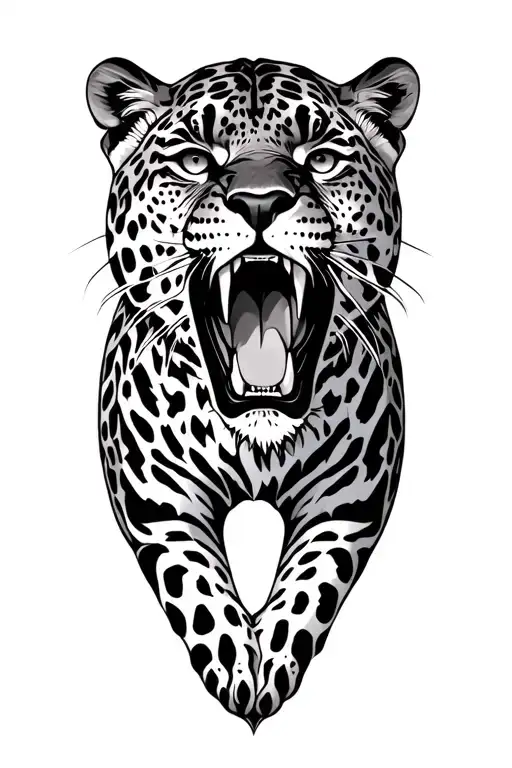 leopard growling tattoo design idea