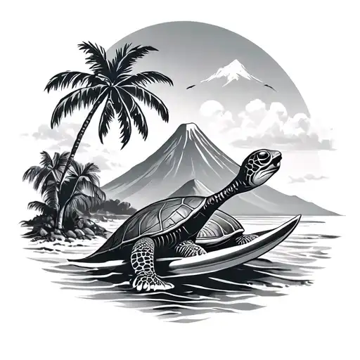 Travels, Central America, Palms, Beaches, Volcanos, Turtles, Surfing, Relax tattoo design idea