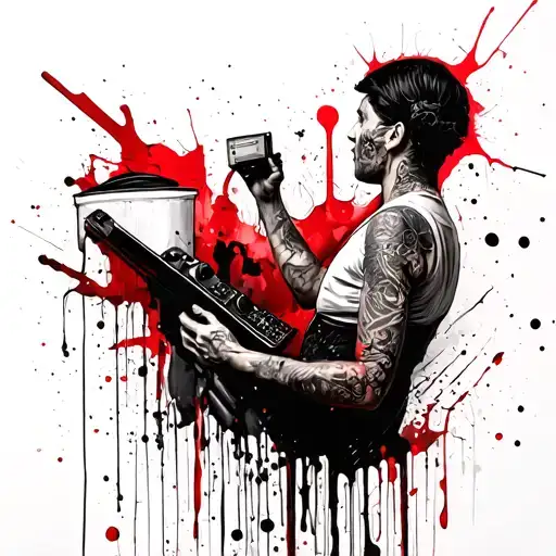 marionette puppeteer controlling a line tattoo design idea