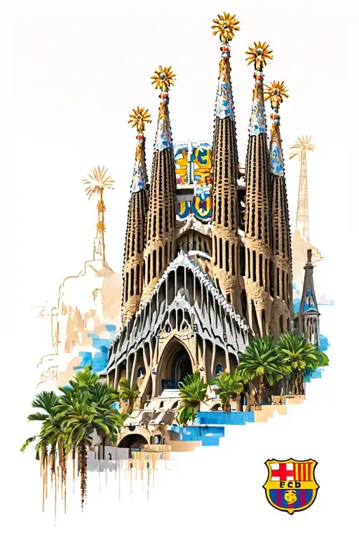 fc Barcelona camp nou Sagrada familia gaudi style polynesian design tattoo design idea