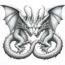 two-headed dragon  Siamese brother tattoo design idea