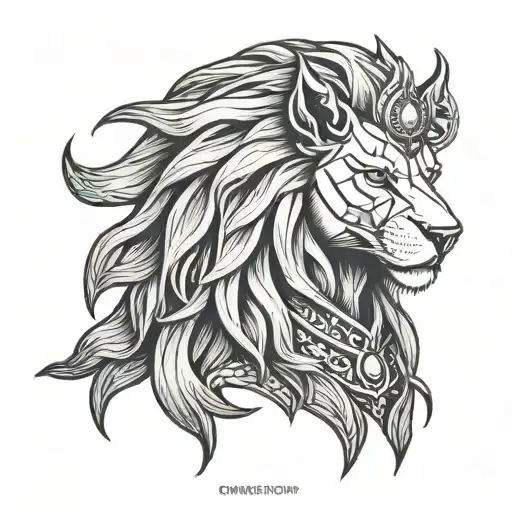 lion and Anubis  tattoo design idea