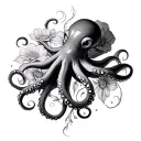 Coverup Space With octopus  flowers  tattoo design idea