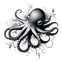 Coverup Space With octopus  flowers  tattoo design idea