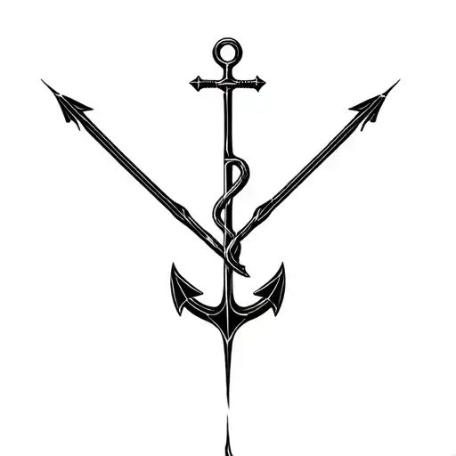 dart. anchor. cross tattoo design idea