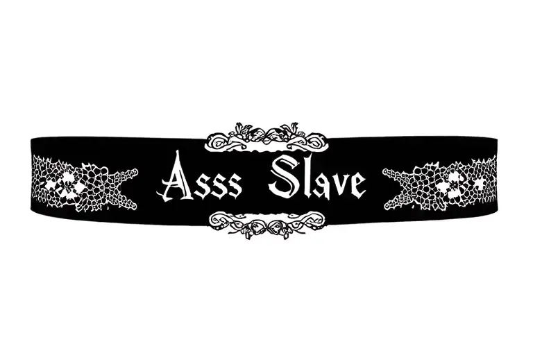 "Ass Slave"  "garter" "lace" "hyperfeminine" "pistol" "belt" tattoo design idea