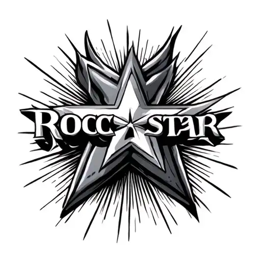 Word "Rockstar" replacing the o key with a star sign tattoo design idea