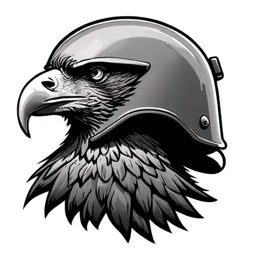 US Army Infantry helmet merging with a majestic bald eagle tattoo design idea