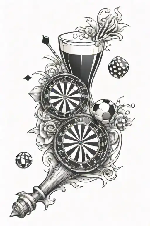 Darts + gambling + soccer tattoo design idea