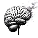 brain covered in smoke and clouds tattoo design idea