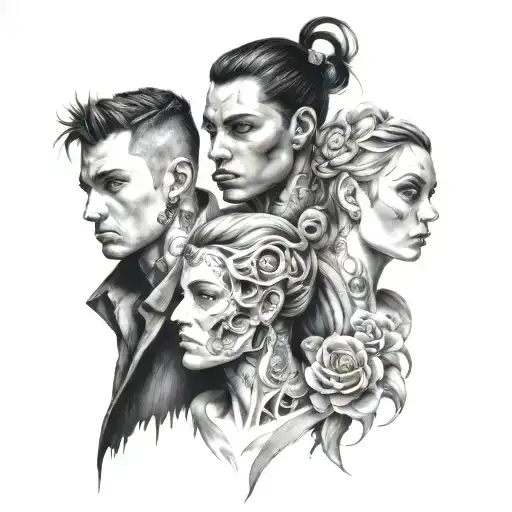 3 brothers 1 sister tattoo design idea