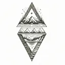 mountains ocean geometric style inside triangles tattoo design idea
