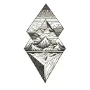 mountains ocean geometric style inside triangles tattoo design idea